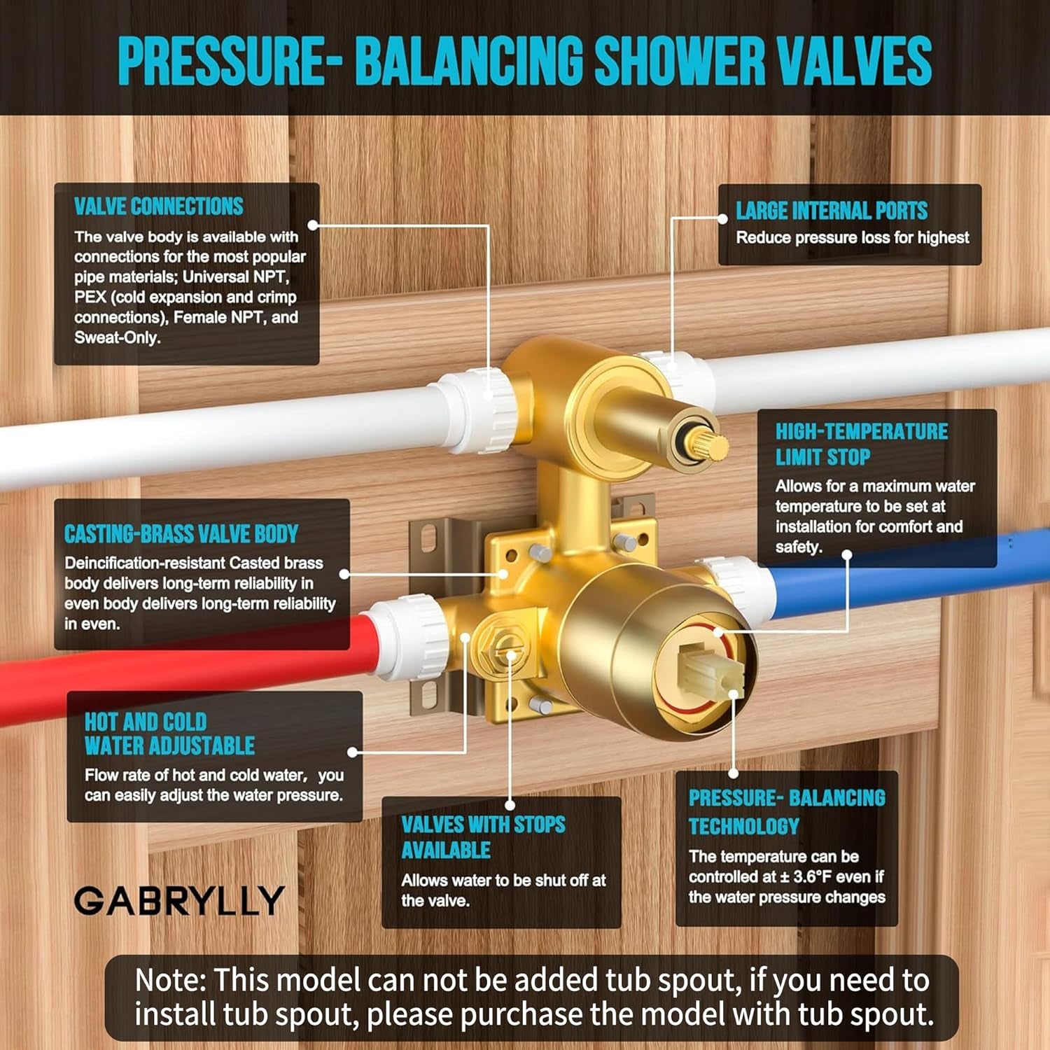 Gold Shower System, 8" Rain Shower Head with Handheld Shower, Rainfall Shower Faucets Set Complete with Pressure Balance Shower Valve