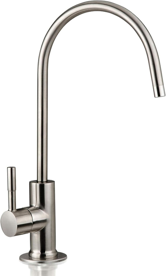 GA1-BN Drinking Water RO Faucet for Kitchen Sink, Heavy-Duty Lead-Free Reverse Osmosis Faucet for RO Water Filtration System, Non-Air Gap 100% Stainless Steel RO Faucet, Brushed Nickel Finish